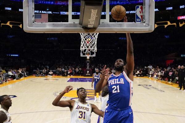 LeBron hits 38K but Embiid leads 76ers past Lakers 113 112 AP News